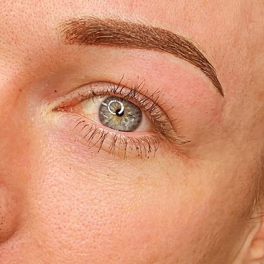 A close-up of finished brow work at Wow the Brow PMU